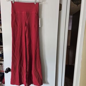 Athleta Rib Flare Pants in Rich Red